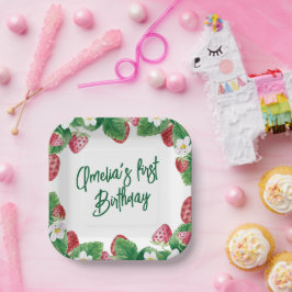 第1誕生日サマーストロベリーベリースウィート ペーパープレート