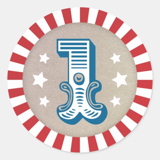 第1誕生日サーカスカーニバルフェイスステッカー ラウンドシール (正面)