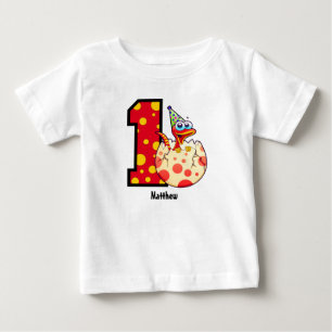第1誕生日ディノエッグカスタムベビーTシャツ ベビーTシャツ