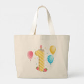 第1誕生日ナンバーワンイラストレーション ラージトートバッグ (裏面)