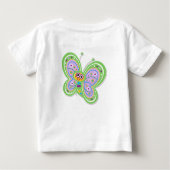 第1誕生日バタフライハグ名前をカスタムする ベビーTシャツ (裏面)
