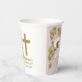 第1誕生日バプテスピンク金ゴールドバルーン写真 紙コップ (右)