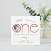 第1誕生日バラ金ゴールドグリッターフォト招待状 招待状 (スタンド正面)