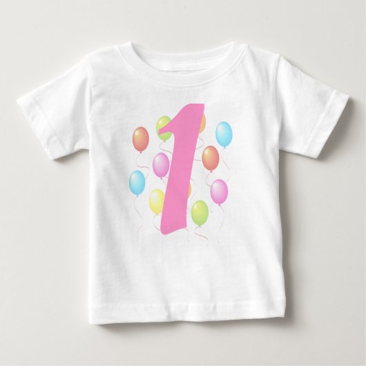 第1誕生日バルーンベビーTシャツ ベビーTシャツ (正面)