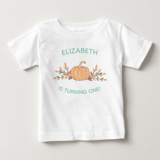 第1誕生日パステルの少しカボチャ ベビーTシャツ (正面)