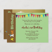 第1誕生日パーティの招待状子供へ 招待状 (正面/裏面)