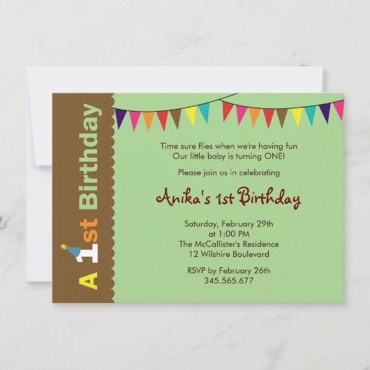 第1誕生日パーティの招待状子供へ 招待状 (正面)