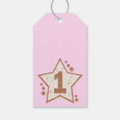 第1誕生日ピンクと金ゴールド星 ギフトタグ (裏面)