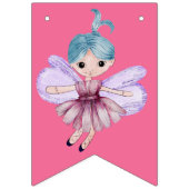 第1誕生日ピンクハッピーバースデー妖精 バンティングフラッグ (第1の旗)