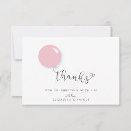 第1誕生日ピンクバルーンありがとう サンキューカード