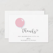 第1誕生日ピンクバルーンありがとう サンキューカード (正面/裏面)