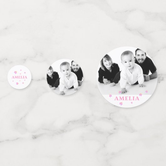 第1誕生日ピンクフォトバースデーパーティー コンフェッティ (正面)