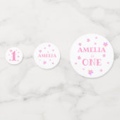 第1誕生日ピンクフォトバースデーパーティー コンフェッティ (裏面)