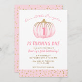 第1誕生日ピンクリトルカボチャが1回転 招待状 (正面/裏面)