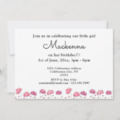 第1誕生日ピンク水彩写真コラージュ 招待状 (裏面)