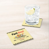 第1誕生日ファーストワンイエローヴィンテージレースカー スクエアペーパーコースター (インサイチュ)