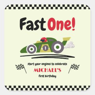 第1誕生日ファーストワングリーンヴィンテージレースカー スクエアシール