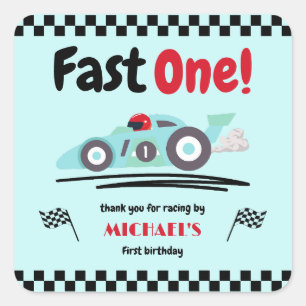 第1誕生日ファーストワンヴィンテージブルーレースカー スクエアシール