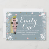 第1誕生日フォイル1くるみ割り雪 招待状 (正面)