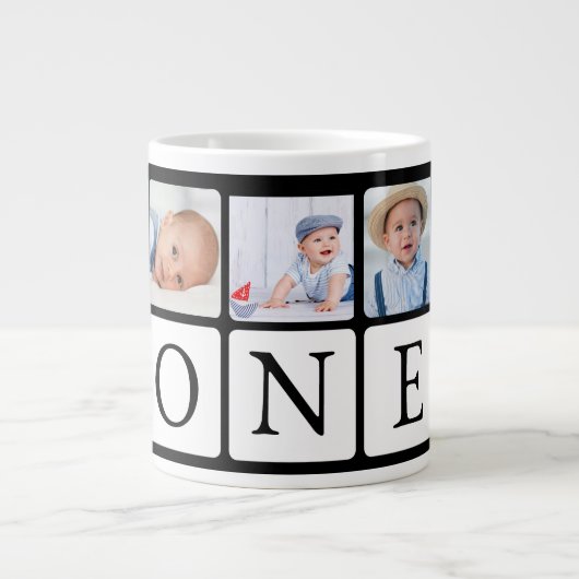 第1誕生日フォト誕生日マグカップ ジャンボコーヒーマグカップ (正面)