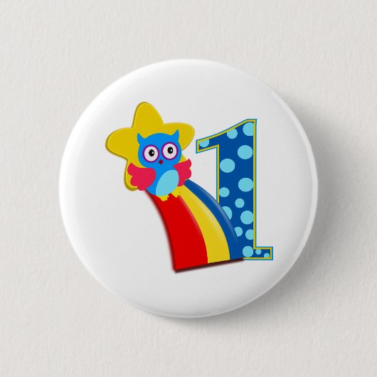 第1誕生日フクロウ 缶バッジ (正面)