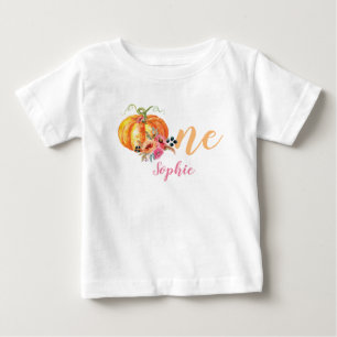 第1誕生日フラワーパンプキンシャツ ベビーTシャツ
