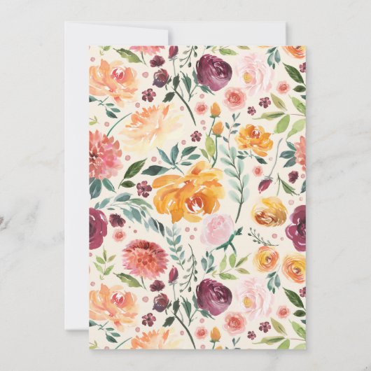 第1誕生日ブルゴーニュ金ゴールドフローラリース招待状 招待状 (裏面)