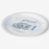 第1誕生日ブルーエレファントボーイ第1誕生日 ペーパープレート (アングル)