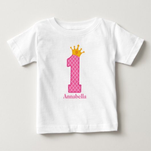 第1誕生日プリンセスTシャパーソナライズされたツ ベビーTシャツ (正面)