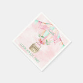 第1誕生日ホットエアバルーンミントピンクピーチ スタンダードカクテルナプキン (角)