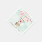 第1誕生日ホットエアバルーンミントピンクピーチ スタンダードカクテルナプキン (角)