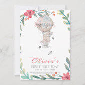 第1誕生日ボホホットエアバルーン誕生日 招待状 (正面)