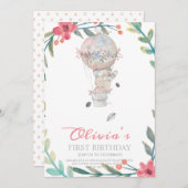 第1誕生日ボホホットエアバルーン誕生日 招待状 (正面/裏面)