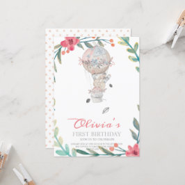 第1誕生日ボホホットエアバルーン誕生日 招待状