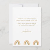 第1誕生日ボホレインボーピンク金ゴールド写真 サンキューカード (裏面)