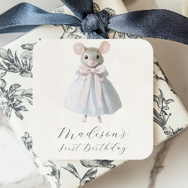 第1誕生日マウスお洒落ビクトリアン誕生日 スクエアシール