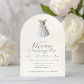 第1誕生日マウスお洒落ビクトリアン誕生日 招待状