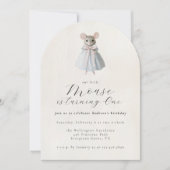 第1誕生日マウスお洒落ビクトリアン誕生日 招待状 (正面)