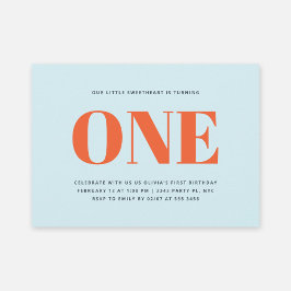 第1誕生日モダンパステルブルー&レッド 招待状