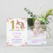 第1誕生日ユニコーン誕生日招待状写真 招待状 (スタンド正面)