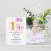 第1誕生日ユニコーン誕生日招待状写真 招待状 (スタンド正面)