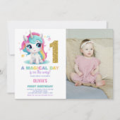 第1誕生日ユニコーン誕生日招待状写真 招待状 (正面)