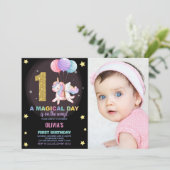 第1誕生日ユニコーン誕生日招待状写真 招待状 (スタンド正面)