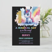 第1誕生日ユニコーン誕生日招待状 招待状 (スタンド正面)