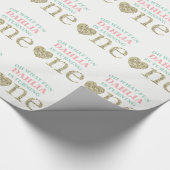 第1誕生日ラッピング紙ピンクミント金ゴールド ラッピングペーパー (角)