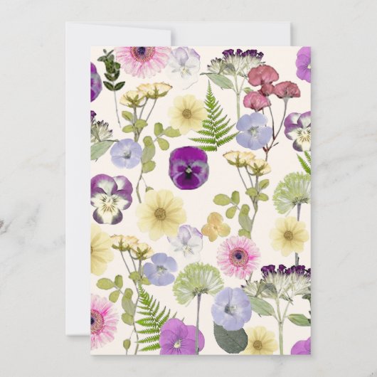 第1誕生日リトルワイルドフラワーフローラガールベージュ 招待状 (裏面)