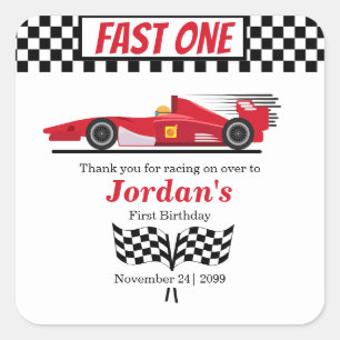 第1誕生日レッドレースカーファーストワン スクエアシール