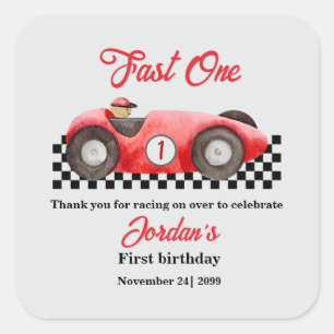 第1誕生日レッドレースカーファーストワン スクエアシール