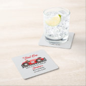 第1誕生日レッドレースカーファーストワン スクエアペーパーコースター (インサイチュ)