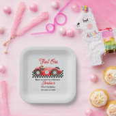 第1誕生日レッドレースカーファーストワン ペーパープレート (パーティー)